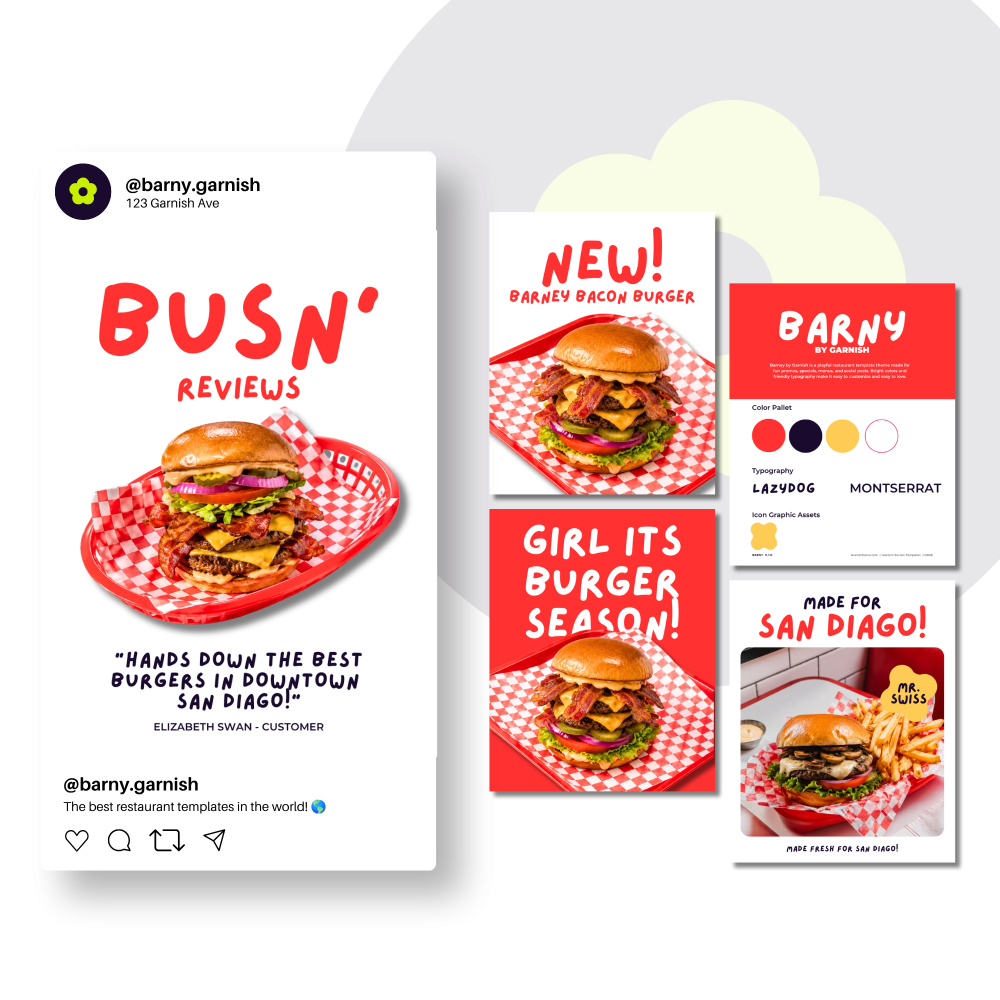 Garnish Restaurant Social Media Template Barny
