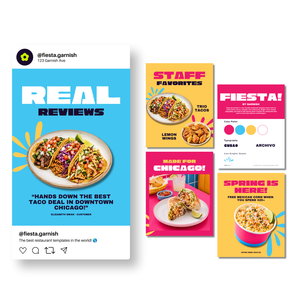 Garnish Restaurant Social Media Template Fiesta