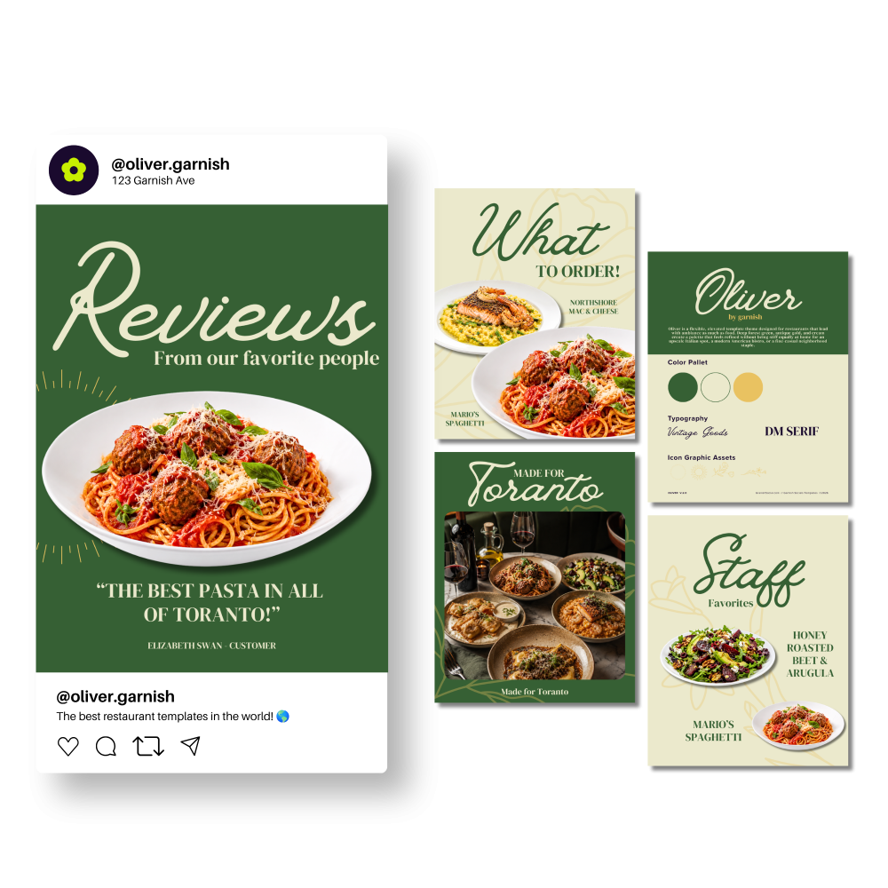 Garnish Restaurant Social Media Template Oliver