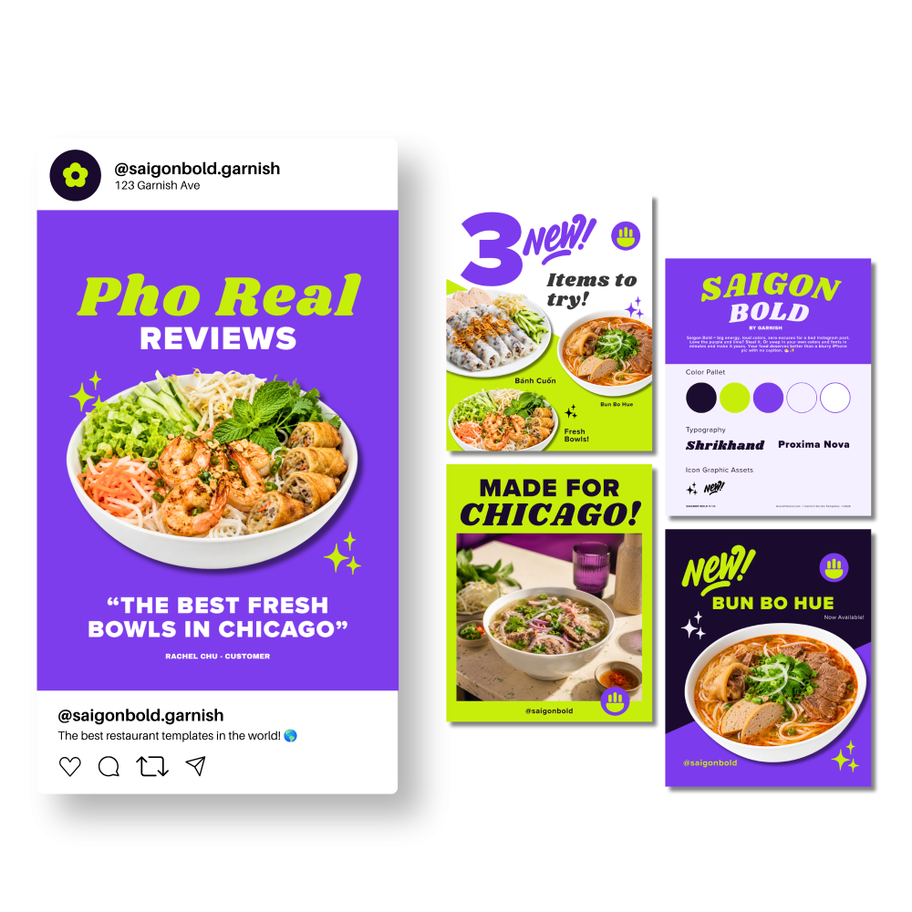 Garnish Restaurant Social Media Template Saigon Bold